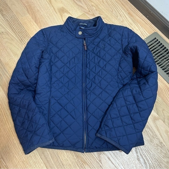 Ralph Lauren Blue Quilted Coat Jacket Sz 16 XL Kids Youth Girls Button Down - Picture 1 of 5